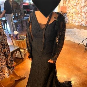 Elegant Black Lace Evening Gown or Wedding Dress